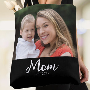 Saco Tote Preto com Rótulo Estabelecido pela Mamãe