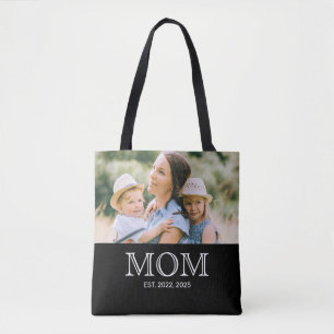 Saco Tote Preto Foto Estabelecida pela Mamãe