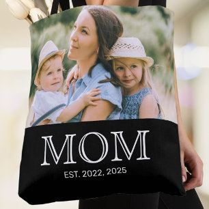 Saco Tote Preto Foto Estabelecida pela Mamãe
