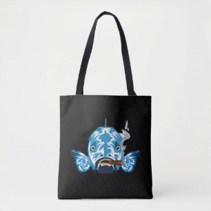 Saco Tote Preto Gato Cheshire Neon Azul Trippy Got