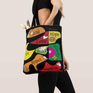 Saco Tote Preto Inspirador: Paz Alegria Disciplina