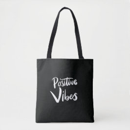 Saco Tote Preto Positive Vibes – Minimalista