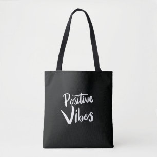 Saco Tote Preto Positive Vibes – Minimalista