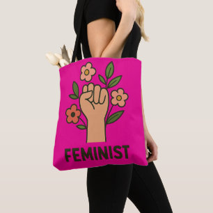 Saco Tote Punho Empoderador com Acentos Florais