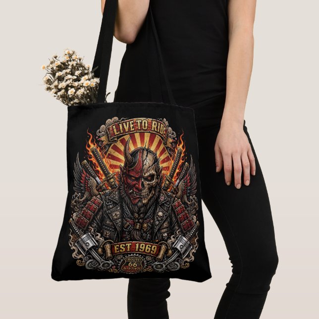 Saco Tote Samurai Oni Para Mulheres Motoqueiras (Close Up)