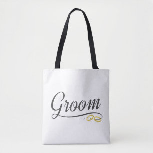 Saco Tote Simple Groom Floral Wedding Calligraphy