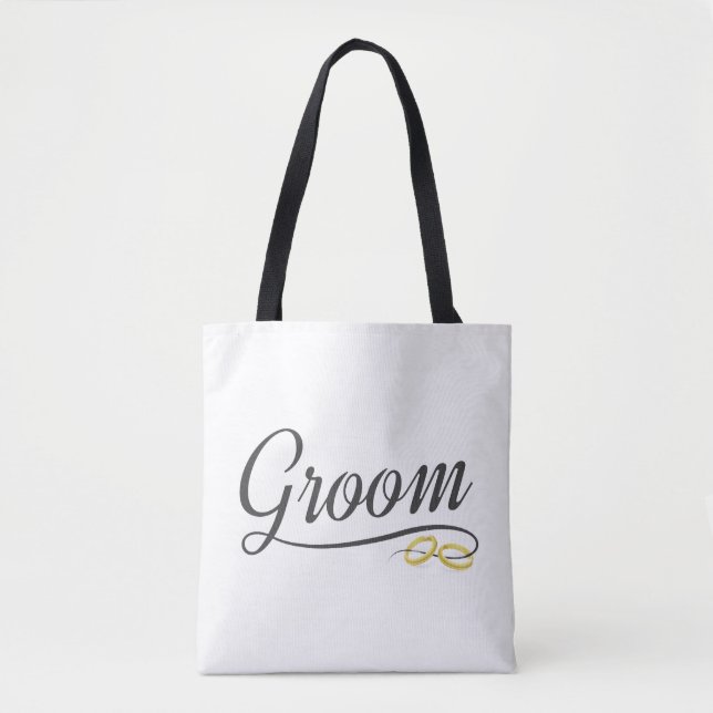 Saco Tote Simple Groom Floral Wedding Calligraphy (Frente)