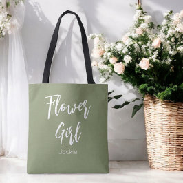 Saco Tote Verde Sage da Menina das Flores para Cas