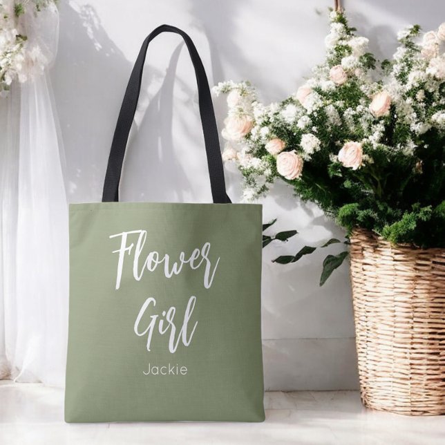 Saco Tote Verde Sage da Menina das Flores para Cas (Criador carregado)