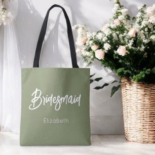 Saco Tote Verde Sage para Damas de Honra Casamento