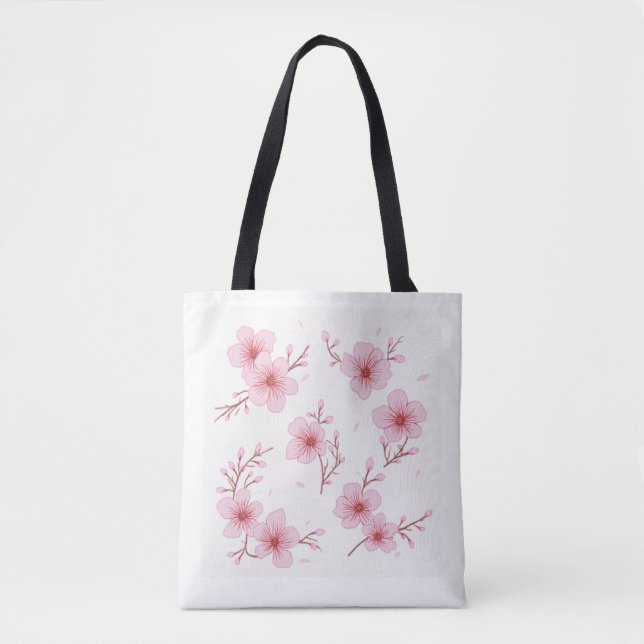 sacola de tote com flor de cereja (Frente)