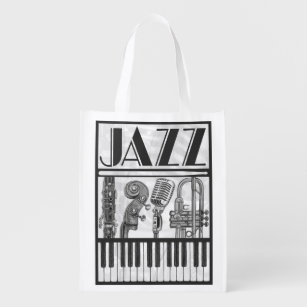 Sacola Ecológica A bolsa de compra reusável da música jazz