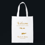 Sacola Ecológica Bag de Boas-vindas das Ilhas Virgens, Dourada Tote<br><div class="desc">Saco de presentes de boas-vindas para convidados fora da cidade para o seu casamento,  com a imagem das Ilhas Virgens,  com o coração que você pode colocar no local exato. Preencha a bolsa com suas vestimentas favoritas para receber seus convidados.</div>