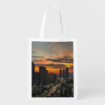 Bolsa de compra Reutilizável do Skyline do Sunset