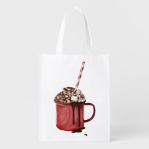 caneca vermelha de chocolate quente com creme chic