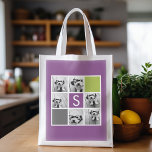 Sacola Ecológica Crie seu próprio Monograma Personalizado de Colage<br><div class="desc">Com Orquídea Radiante, Verde limão e quadrados de carvão. Você pode usar fotos do Instagram para este design. Use 6 fotos quadradas para criar um presente exclusivo e pessoal. Ou você pode ficar com o filhote hipster e fazer uma moda. Se precisar ajustar as fotos, clique na ferramenta personalizar para...</div>