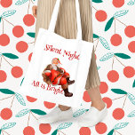 Sacola Ecológica Cute Santa Claus Winking Modern Christmas<br><div class="desc">Vintage Minimal Watercolor Santa Claus sitting on Modern Elegant Typography Silent Night! All is Bright! Christmas grocery bag. Matching products available.</div>