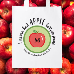 Sacola Ecológica Funny Quote Apple Bottom Jeans Monogram Food Pun