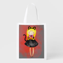 Sacola Ecológica Gato de Dia das Bruxas da Garota Esquilarda