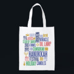 Sacola Ecológica Hanukkah Palavras Feriado Reutilizável Tote Bag<br><div class="desc">Você pode encontrar itens de coordenação adicionais na nossa coleção "Feriado de Palavras de Chanucá".</div>