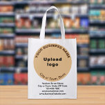 Sacola Ecológica Marca redonda castanha clara no Impressão lateral<br><div class="desc">bolsa de compra reutilizável do impressão do lado do solteiro que você pode personalizar para colocar a marca da sua empresa para criar reconhecimento do nome da marca. Personalize-o para anunciar a sua empresa ou promover o seu nome de marca aos clientes. As cores design são pretas, castanhas escuras e...</div>