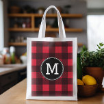 Sacola Ecológica Monograma do Padrão Rustic Red & Black Buffalo Xad<br><div class="desc">Um design robusto e masculino com uma área para monogramas. Um padrão clássico e tradicional que existe há anos. Se precisar ajustar o trabalho de arte ou alterar a fonte,  clique na área personalizar. Isso o levará à ferramenta design onde você pode fazer muitas mudanças.</div>