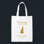Sacola Ecológica New Hampshire Map Wedding Bag de Boas-Vindas, Bols<br><div class="desc">Saco de presentes de boas-vindas para convidados fora da cidade para o seu casamento,  com a imagem de New Hampshire,  com o coração que você pode colocar no local exato. Preencha a bolsa com seus doces favoritos.</div>