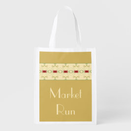 Sacola Ecológica ouro na moda e creme com acentos florais