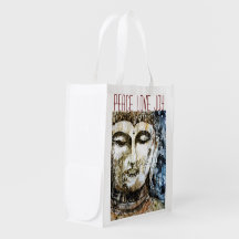 Paz Amor Alegria Arte Buda Reutilizável Bag