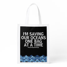 Salvar nossos oceanos um saco em um slogan do