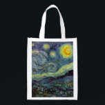 Sacola Ecológica Starry Night por van Gogh<br><div class="desc">Van Gogh era obcecado pelo simbolismo de objetos luminosos e de cor. A lâmpada era um símbolo de calma e segurança. A estrela simbolizou a fé,  e a luz gasosa,  as realidades humanas. Azul ultramarino profundo era infinito.</div>