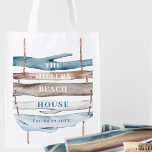 Sacola Ecológica Texto Personalizado, Praia, Tema Costeiro Náutico<br><div class="desc">Personalize como você gosta deste belo saco de compras litorâneo/náutico com seu próprio texto, nosso texto é simplesmente um exemplo. Capacidade de usar caixas de texto modelo em "Personalizar este modelo" para adicionar facilmente sua mensagem. Opção para selecionar "Editar usando a Ferramenta Design" para alterar o estilo, o tamanho ou...</div>