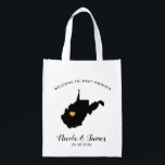 Sacola Ecológica West Virginia Wedding Bag Black, Dourado Bolsa<br><div class="desc">Preencha este saco de boas-vindas com guloseimas favoritas para os seus convidados apreciarem quando chegarem à Virgínia Ocidental!</div>