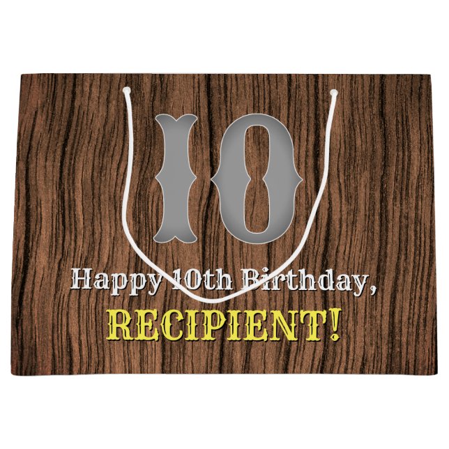 Sacola Para Presentes Grande 10º aniversário: Country Western Inspirou Olhar, N (Frente)