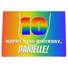 Sacola Para Presentes Grande 10º aniversário: Padrão Divertido e Colorido do Ar
