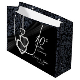 Sacola Para Presentes Grande 10.º aniversário preto Onyx e branco - grande