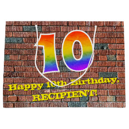 Sacola Para Presentes Grande 10.o aniversário: Arco-Íris Inspirado no Grafite n