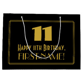 Sacola Para Presentes Grande 11 Aniversário — Art Deco Inspirou Olhar "11" & No