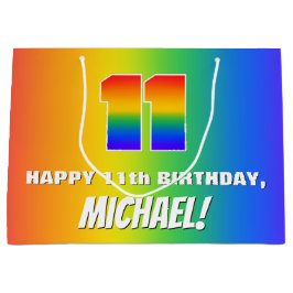 Sacola Para Presentes Grande 11 Aniversário: Padrão Colorido e Divertido do Arc