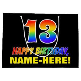 Sacola Para Presentes Grande 13 Aniversário: Negrito, Divertido, Simples, Arco-