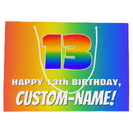 Sacola Para Presentes Grande 13 Aniversário: Padrão Colorido e Divertido do Arc
