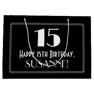 Sacola Para Presentes Grande 15 Aniversário: Art Deco Estilo Inspirado "15", N
