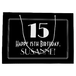 Sacola Para Presentes Grande 15 Aniversário: Art Deco Estilo Inspirado "15", No
