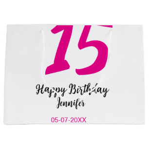 Sacola Para Presentes Grande 15 aniversário quiencenera adicionar data ano mode