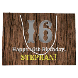 Sacola Para Presentes Grande 16º aniversário: Country Western Inspirou Olhar, N