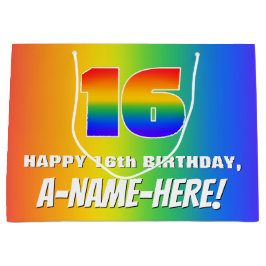 Sacola Para Presentes Grande 16º aniversário: Padrão Divertido e Colorido do Ar