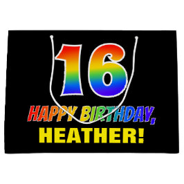 Sacola Para Presentes Grande 16.º aniversário: Negrito, Divertido, Simples, Arc