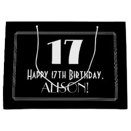Sacola Para Presentes Grande 17.º Aniversário: Art Deco Inspira Estilo 17, Nome