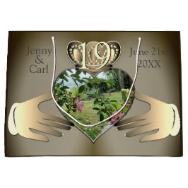 Sacola Para Presentes Grande 19.º, 8.º Aniversário de Foto em Bronze Claddaugh