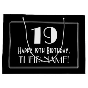 Sacola Para Presentes Grande 19.o aniversário: Art Deco Estilo Inspirado "19",